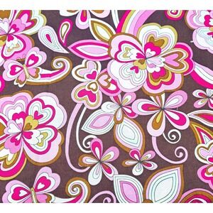 JoAnn Fabrics 28x43"‎ VTG Floral Fabric Pink Brown Butterfly Print Craft Sewing